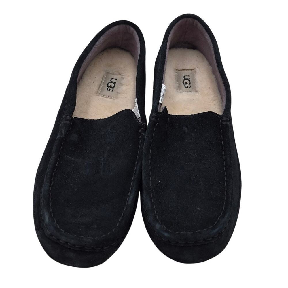 NEW UGG Alder Black Moccasins SHEEPSKIN slip-on loafer SLIPPERS MENS SIZE 11